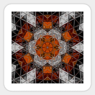 Mosaic Mandala Flower Orange White and Black Sticker